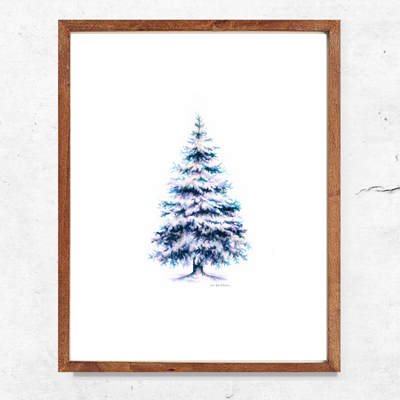 Winter Blue Spruce Tree Print